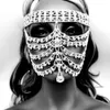 2021 Luxury Full Rhinestone Tassel Mask Masquerad Face Jewelry for Women Sexig Crystal Chain Cosplay Face Mask Face Accessories Q05121190