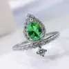 2021 1 Creato Moissanite Emerald Proposta Anello con goccia d'acqua Ladies Simple Temperament Anniversary Jewelry Gift