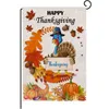 Lycklig Thanksgiving Turkiet Banner Flaggor Dubbelsidig Utskrift Linne Pumpkin Garden Courtyard Flagga