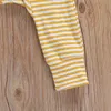 Newborn Baby Boys Full Sleeve 2 Pcs Set Pajama Clothes Sets Knit Striped Long Sleeve Button Romper Pants 0-18 Months G1023