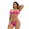 Micro bikini grande taille maillots de bain femmes maillot de bain femme biquini bikinis cuir verni bronzant sans bretelles poitrine enveloppement String String