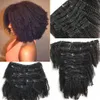 Clip riccia FDshine nelle estensioni dei capelli Capelli umani mongoli Afro Kinkys per donna nera