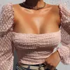 Jocoo Jolee Elegant Golky Dot Mesh Blouse Women Sexy Clace рубашка повседневная рубашка с длинным рукавом с длинным рукавом квадратный воротник точечных топов на вершине 210619