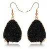 Simple Druzy Drusy goutte d'eau breloques boucles d'oreilles résine à la main boucles d'oreilles en or pour les femmes fête cadeau d'anniversaire