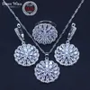 Jóias lindos cor de prata conjuntos para mulheres puro branco cúbico zircônia cristal cosyume jóias handmade brincos pingentes anéis h1022