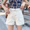 Summer Vintage Blue Denim Shorts Women Plus Size High Waist Loose Wide Leg Pants Woman Korean Casual Button Fly with Blet Jeans 210525