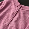 Johnature automne rétro Jacquard col rabattu bouton chemise à manches longues coton lin confortable tout match haut pour femme 210521