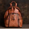 2021 Vintage School Backpack for Women Genuine Leather Large Female Shoulder Bags Ladies Travel Daypack Mochilas