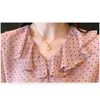 Мода женская блузка осенью топы офисные дамы шифон с длинным рукавом лук элегантный Blusas mujer de moda красный 6179 50 210506