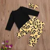 0-18m Süße Leopard geborene Säuglings Baby Mädchen Kleidung Set weiche langarm Strampler Hosen Outfits Herbstkleidung 210515