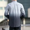 メンズカジュアルシャツ原宿長袖ボタンアップソーシャルシャツハワイアン夏ブラックホワイトグラデーションビンテージファッション服トップ