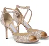 Sandały buty Lady Gladiator Sandalias Wedding EU35-43 Top Luksusowy Emsy Glitter dla kobiet Crossover Straps