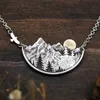 自然な風景フライングバードサンセット山の森の女性のネックレス気質チャームペンダントネックレスPROMジュエリー