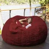 Housse de pouf géant en fourrure géante de 180cm, meuble de camping, grand pouf rond et moelleux en Faux pouf, canapé-lit paresseux, 8766671