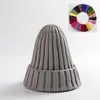 Chapéu de lã unisex quente quente macio chapéu de malha homens homens tampões de inverno menina listrada apontada curling chapéu 20 cores 591w