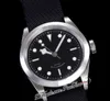 TWF Fifty Eight 41mm 79540 A2824 Automatisk herrklocka Polerad stål Bezel Black Dial Fabric Strap 9 Styles Super Edition 2022 New Watches Puretime G7