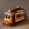 Dekorativa Objekt Figuriner Vintage Spårvagn Retro Tramcar Figur Doiecast Bussmodell Streetcar Staty Heminredning Ornament Presentkollektion Ho