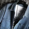 Hip Printing Denim Jacket Men Casual Straight Big Size Mens Light Blue Jackets 2022 Garment Washed Cowboy Coat Men's