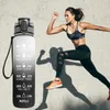 1L Tritan Water Bottle With Time Marker Bounce Cover Motivational Water Bottle Cycling Leakproof Cup For Sports Fitness Bottles Y0915