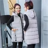 Kadın Yelekler Sonbahar Kış Kadın Yeleği 2022 Kadın Kolsuz Dış Giyim Ceket Kapşonlu Sıcak Uzun Ceket Feminino Gilet Palto Str