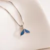 Goccia catena in argento sterling 925 collane con pendente a coda di pesce blu collane di gioielli girocolli Colar De Plata