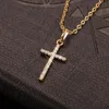 Kettingen Mode Vrouwelijke Hangers Dropshipping Goud Zwart Kleur Kristal Jesus Cross Hanger Ketting Sieraden voor Mannen/vrouwen Groothandel Accessoire