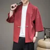 Etniska kläder män bomullslinne kimono klänning japanska traditionella casual jackor ytterkläder herr cardigan klassiker 2022 sommar streetwear