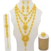 Dubai Jewelry Sets Gold Necklace & Earring Set For Women African France Wedding Party 24K Jewelery Ethiopia Bridal Gifts Earrings