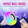 E27 Smart LED-licht RGB Draadloze Bluetooth-luidsprekers Lampen Lamp Muziek Afspelen Dimbare 12W Muziekspeler Audio met 24 sleutels Afstandsbediening