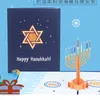 Pop Up Happy Hanukkah Cards Chanukah Menorah Greeting Card Celebrating Jewish Festival of Light Gift Rainbow Color Candle Holder Party Ornament L805WK