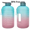 1 Galon / 128 oz Içme Spor Su Şişesi Ile Zaman Marker Sızdırmaz BPA Ücretsiz Motive Edici Fitness Gym Drinkware 3.8L Su Isıtıcısı 211122
