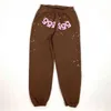 2022 Haute qualité Brown Graffiti Spider Web Pattern 555555 Pantalons de survêtement Hommes Femmes 1: 1 Pantalon Sp5der de haute qualité Pantalon de jogging avec cordon de serrage