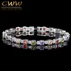 Mode Bruiloft Sieraden Perfecte Prinses Cut Multi Color Cubic Zirconia Armbanden Armbanden voor Dames CB093 210714