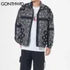 Gonthwid Bandana Padrão Padrão Imprimir Estilo Curto Windbreaker Casaco Casacos Streetwear Hip Hop Mens Casuais Casuais Tops 210811