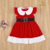 1-6 Barnbarns flickor röd sammet tutu klänning julfest flickor prinsessa formella klänningar höst vinter baby kläder outfits q0716