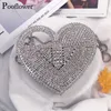 Abendtaschen Pooflower Diamant Stern Herz Ketten Mini Schulter Frauen Kristall Hochzeit Party Geldbörse Kupplung Chic Brieftasche ZH256