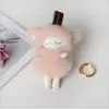 Real Mink Fur Keychain Fluffy Cute Sleep Sheep For Women Gift Bag Charms Car Keyring