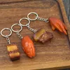 찐 돼지 고기 열쇠 고리 PVC 시뮬레이션 식품 키 체인 돼지의 트로터 닭 날개 찐된 인공 키 선물
