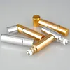 500 Stück 10 ml UV-Roll-on-Flasche Gold und Silber ätherisches Öl Stahl Metall Roller Ball Duft Parfüm RRB12801