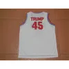 Mens Basketball Jerseys 45 Donald Trump Jersey Stitched White Shirt Uniform 2016 Commemorative Edition Mesh för Man Storlek S-XXXL