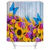 Musife Benutzerdefinierte Hohe Qualität Schmetterling Blume Duschvorhang Wasserdichter Badezimmer Polyestergewebe Badezimmer Vorhang 210609
