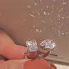 Choucong ブランドの結婚指輪シンプルなファッションジュエリーイントップセル 925 スターリングシルバーペアホワイトトパーズ CZ ダイヤモンド宝石スクエア女性バンドオープン調整可能なリング