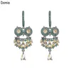 Donia jewelry luxury stud European and American fashion owl copper micro-set zircon three-color creative designer earrings