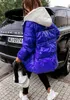 Ceket Kadın Kapşonlu Sıcak Ceket Uzun Kollu Katı Renk Dış Giyim Rahat Fermuar Artı Boyutu Streetwear Hafif Parka Ceketler 210923