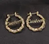 YISHOP4U Custom Name Earrings 30100mm Diameter Bamboo Style Stainless Steel Customized Earring for Women Gift Hiphop Jewelry8500328