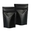 Sacs d'emballage à fermeture à glissière thermoscellés en papier d'aluminium Mylar Tear Notch Matte Black Stand Up Bag Wholesale LX3649