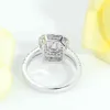 VERYINS 14K White Gold Center Emerald Cut Double Halo Moissanite Engagement Ring for Women Aniversary Gift