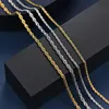 3mm rope chain قلادات من الفولاذ المقاوم للصدأ سلسلة كوبية كلاسيكية قلادة رجالي رجال مجوهرات مطلية الذهب