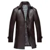mens long black leather jacket