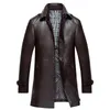 mens long black leather jacket